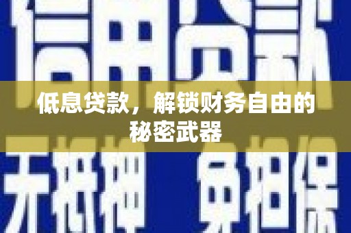 王益低息贷款，解锁财务自由的秘密武器