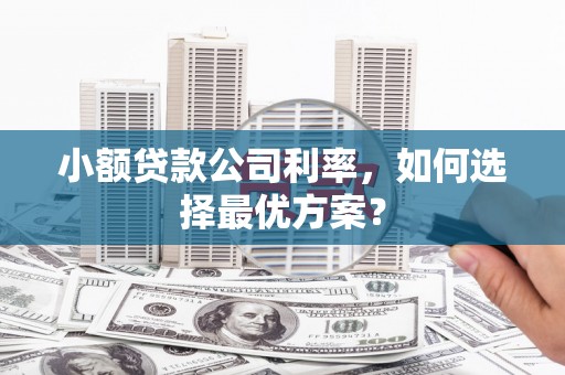 王益小额贷款公司利率，如何选择最优方案？