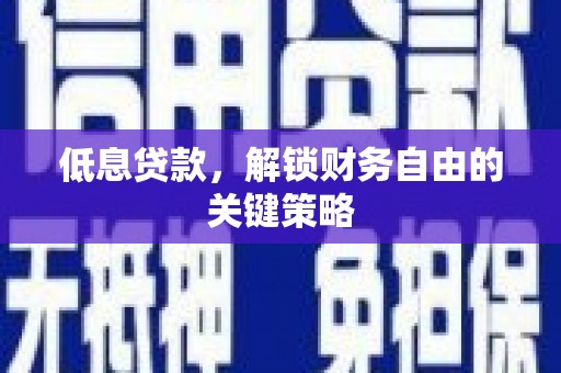 王益低息贷款，解锁财务自由的关键策略