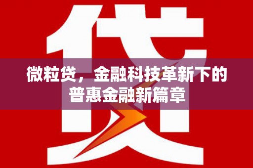 王益微粒贷，金融科技革新下的普惠金融新篇章